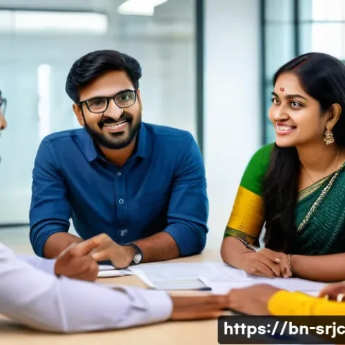 Home 33 서비스화의 성과 측정 방법 - A modern customer feedback session in a bright, welcoming office environment with diverse Bengali cu...